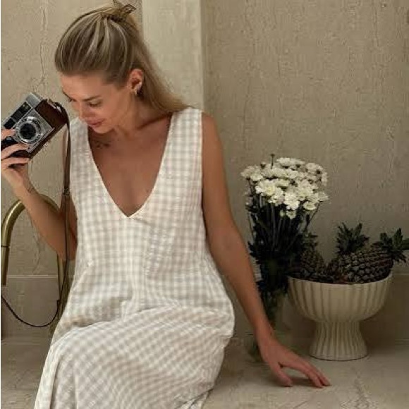 Puka Gili Dress in Beige Check - Picture 4 of 6